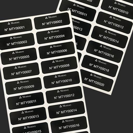 Etiquettes ou autocollants avec numeros de serie