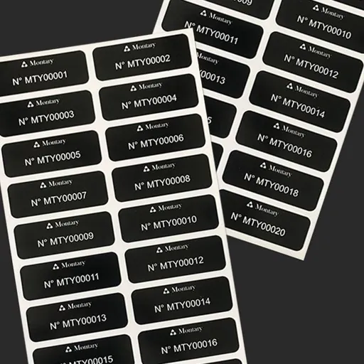 Etiquettes ou autocollants avec numeros de serie