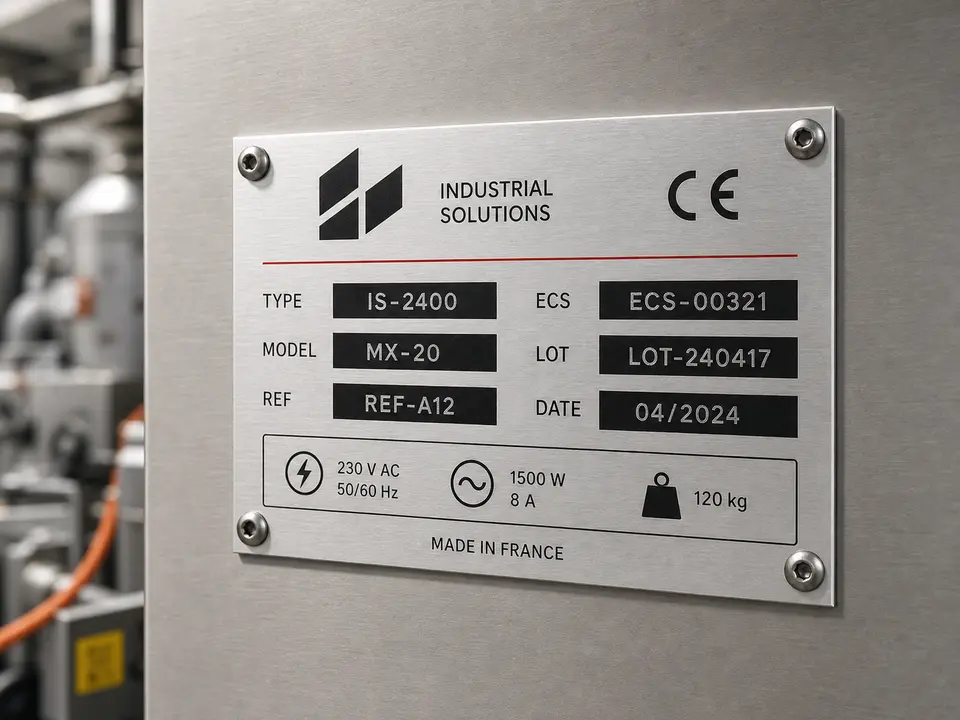 Plaque constructeur aluminium pour identification industrielle