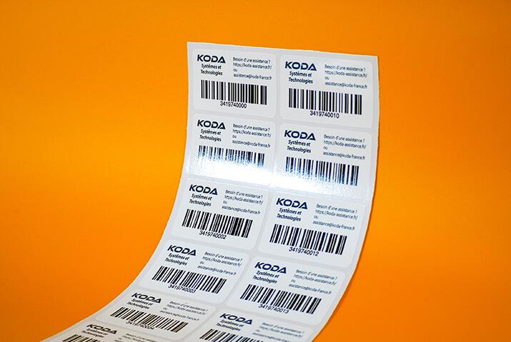 Planches d'étiquettes autocollantes avec incrémentation de code-barres